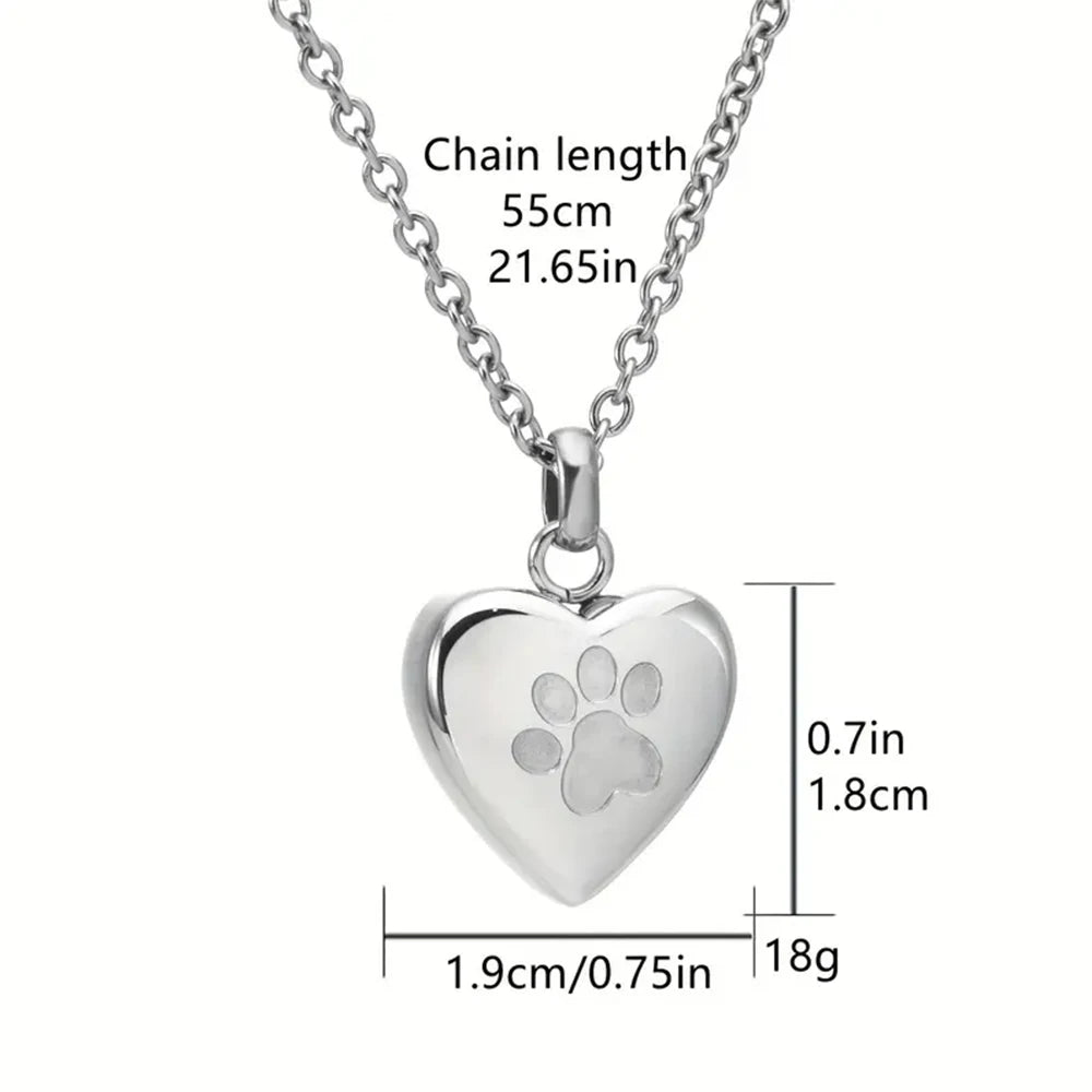 Paw Print Heart Locket Urn