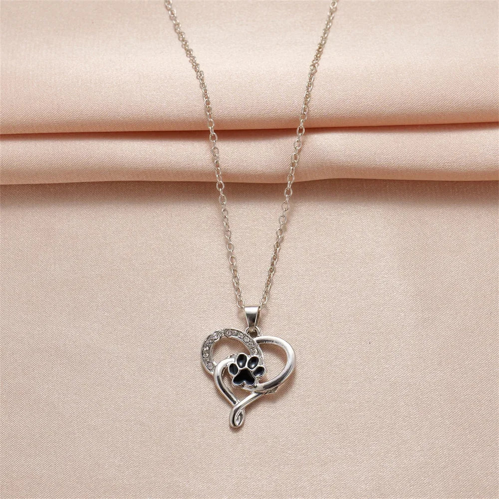 Paw Print Heart Necklace
