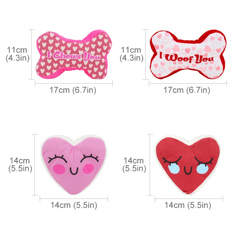 Valentine Squeaky Dog Toys (2-Pack)
