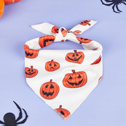 Halloween Dog Bandana – Pumpkin & Skeleton Scarf Designs