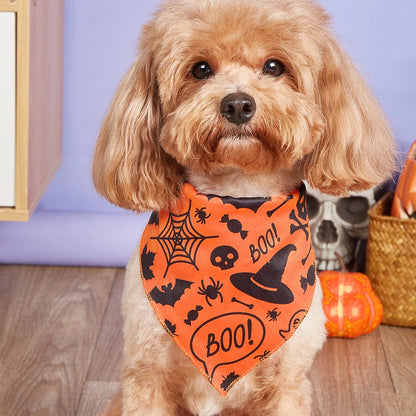 Halloween Dog Bandana – Pumpkin & Skeleton Scarf Designs