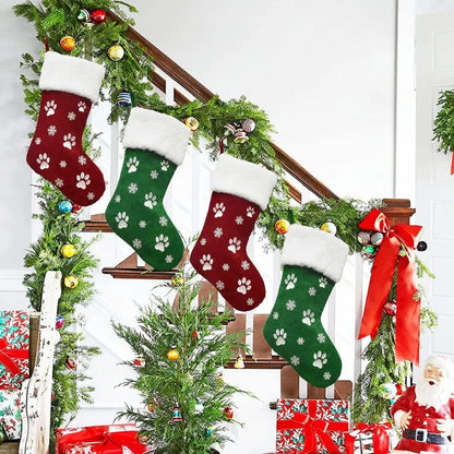 Christmas Paw Print Stockings