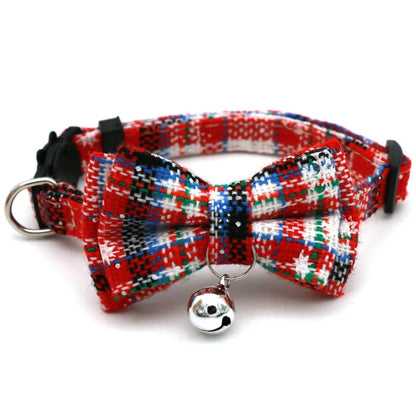 Christmas Plaid Pet Collar with Bell