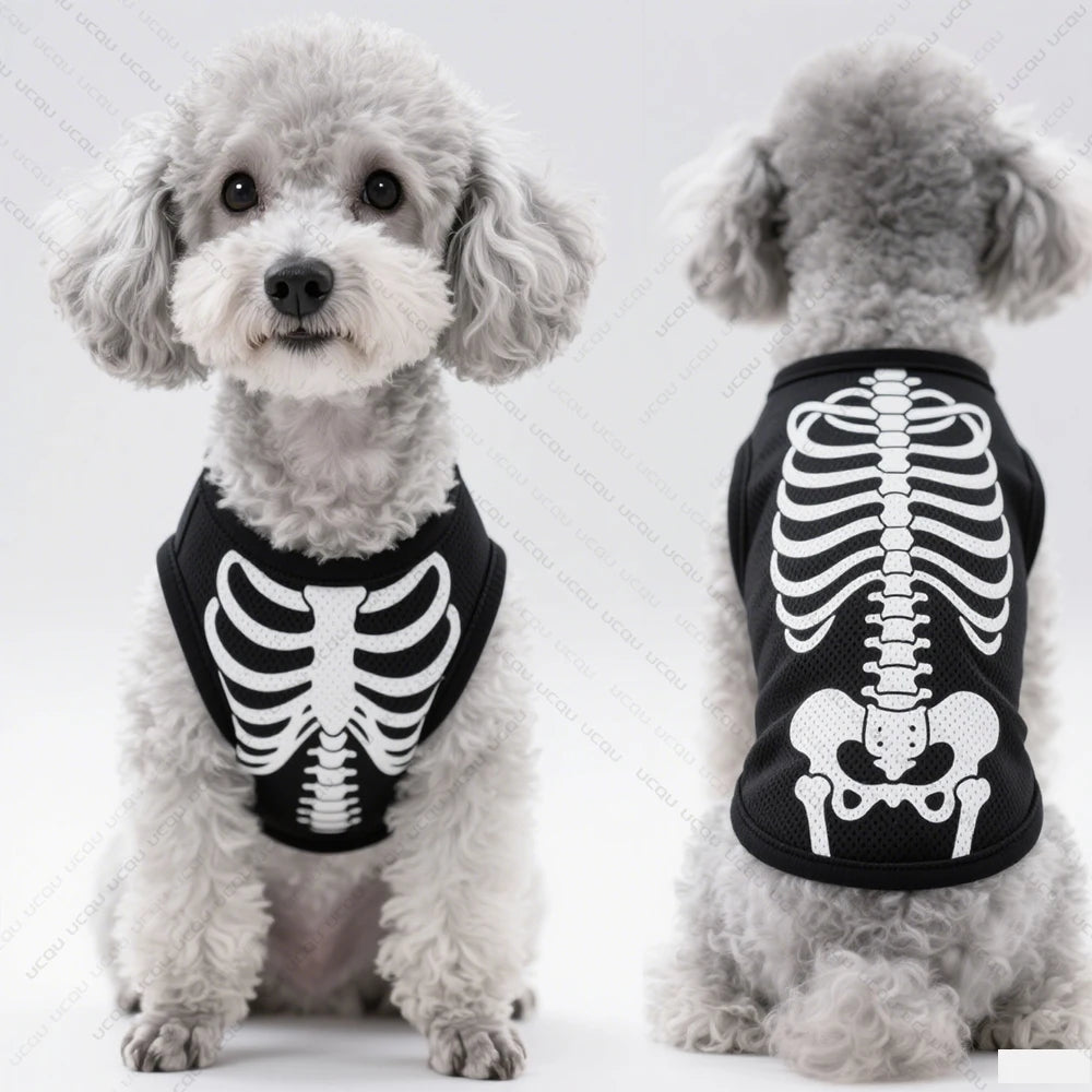 Halloween Dog Vest – Skeletal Pattern Costume for Pets