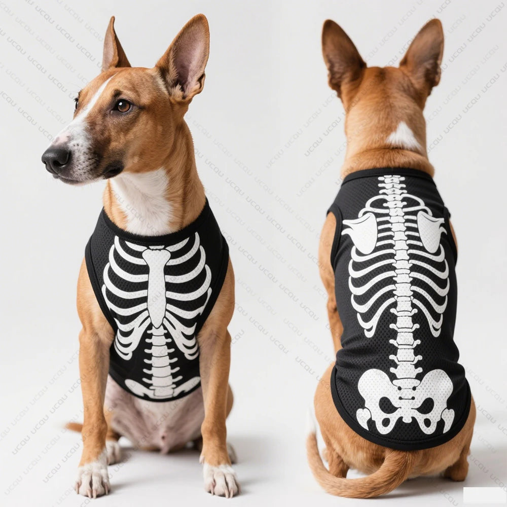 Halloween Dog Vest – Skeletal Pattern Costume for Pets