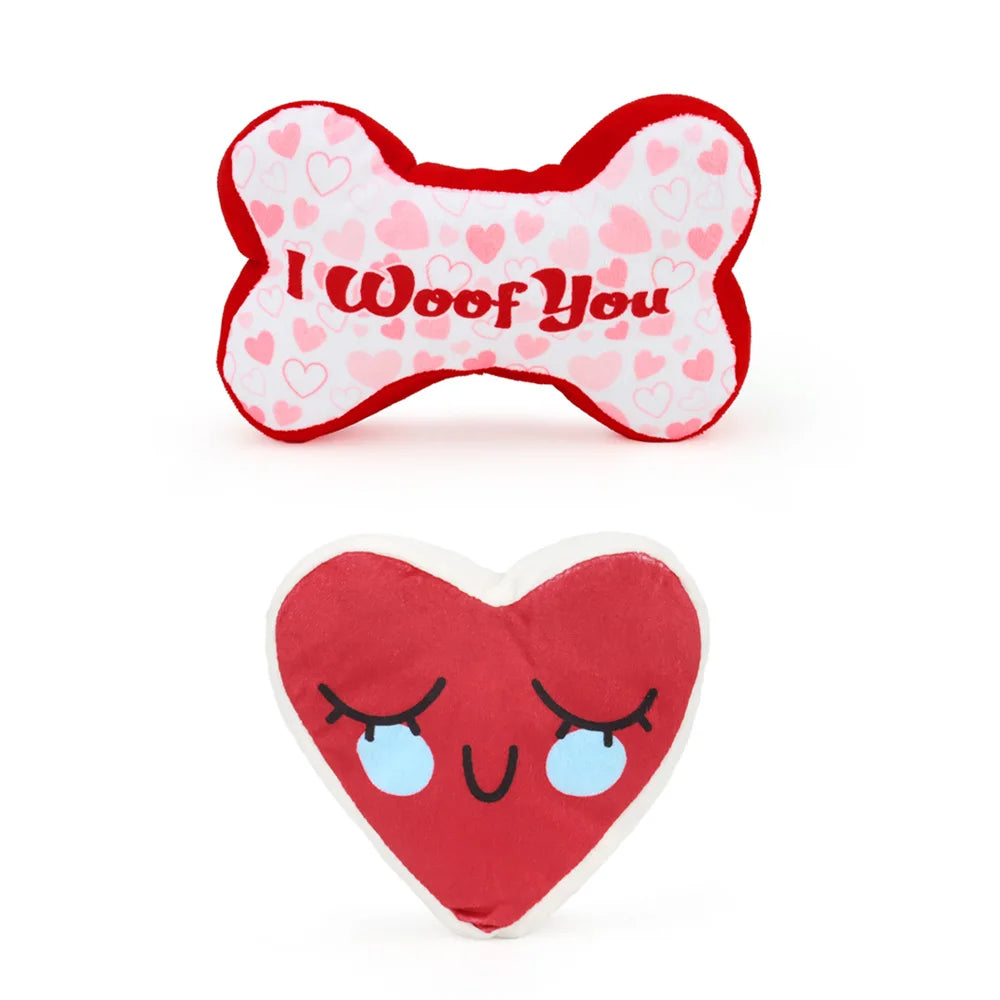 Valentine Squeaky Dog Toys (2-Pack)