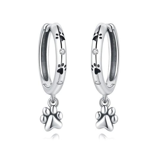 Paw Print Hoop Earrings