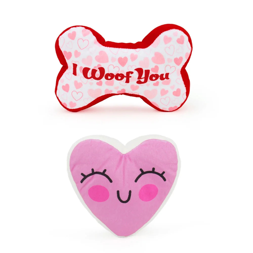 Valentine Squeaky Dog Toys (2-Pack)