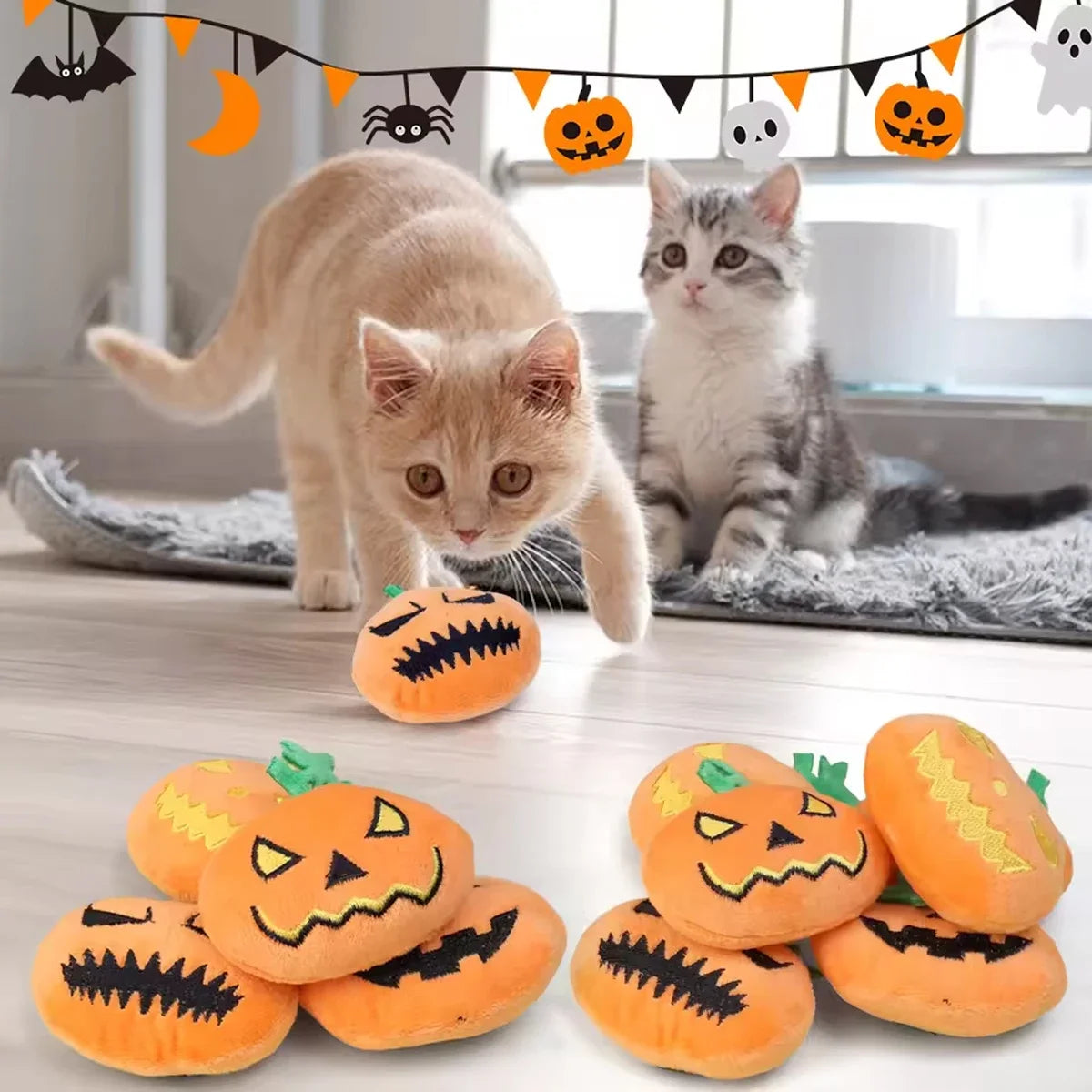 Halloween Pumpkin Plush Dog Toy