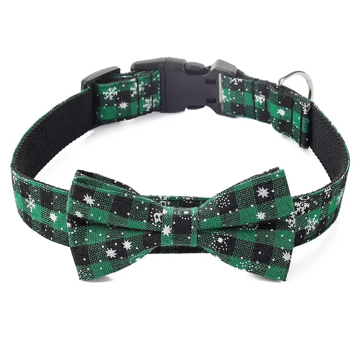 Christmas Plaid Pet Collar with Bow Tie - All Sizes