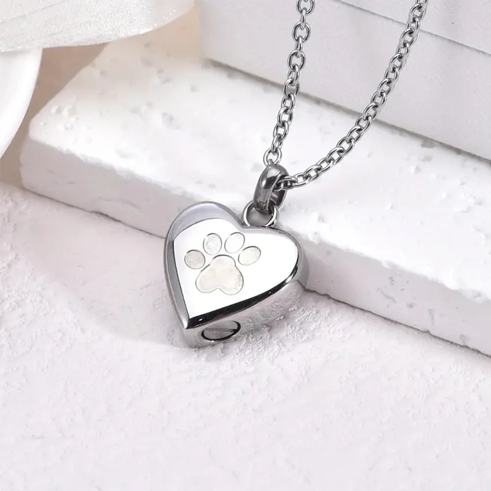 Paw Print Heart Locket Urn