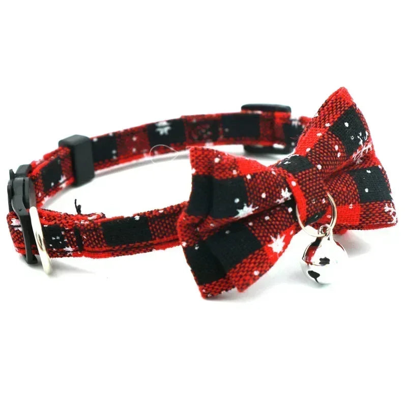 Christmas Plaid Pet Collar with Bell