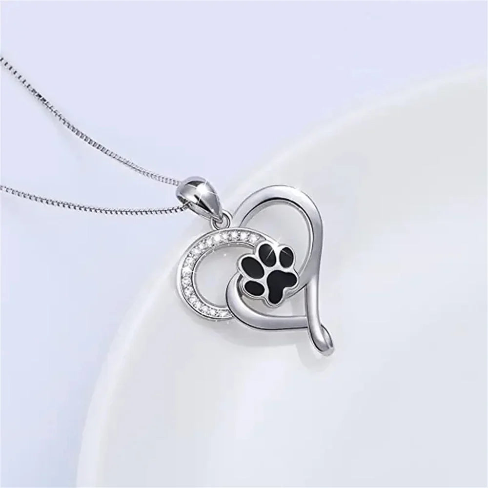Paw Print Heart Necklace