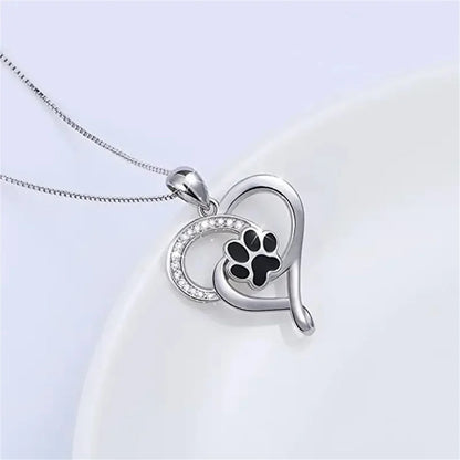 Paw Print Heart Necklace