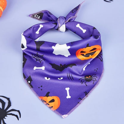 Halloween Dog Bandana – Pumpkin & Skeleton Scarf Designs