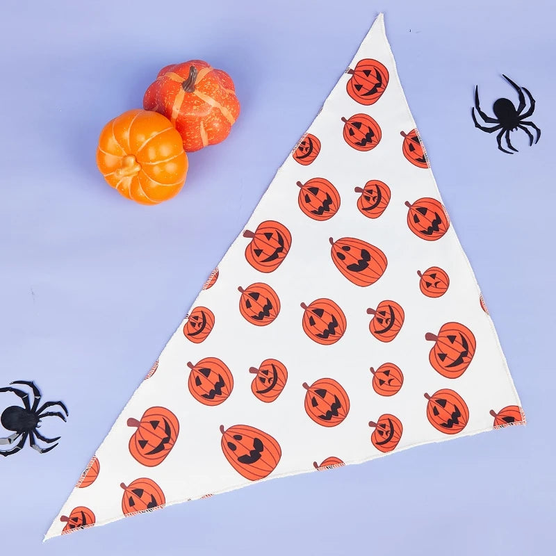 Halloween Dog Bandana – Pumpkin & Skeleton Scarf Designs