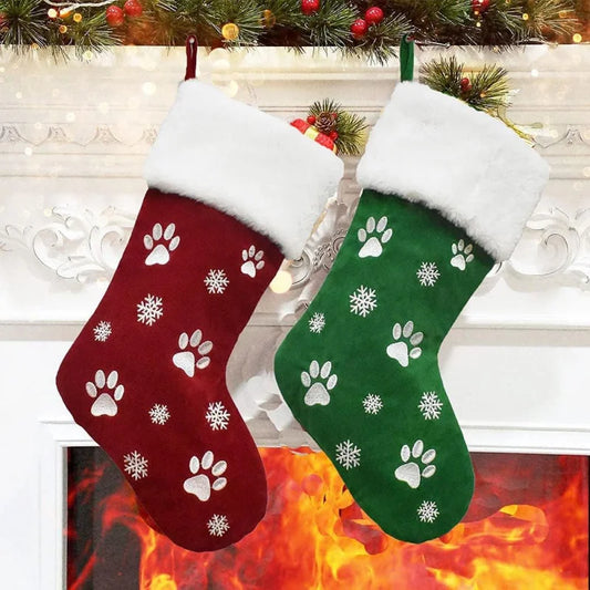 Christmas Paw Print Stockings