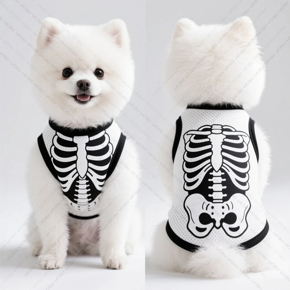 Halloween Dog Vest – Skeletal Pattern Costume for Pets