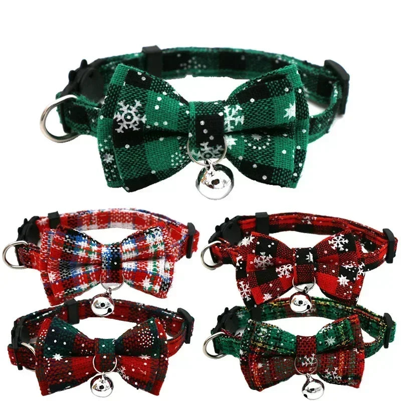 Christmas Plaid Pet Collar with Bell