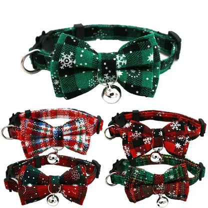 Christmas Plaid Pet Collar with Bell