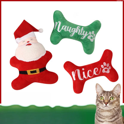 Christmas Squeaky Toys - Father Christmas & Festive Dog Bones