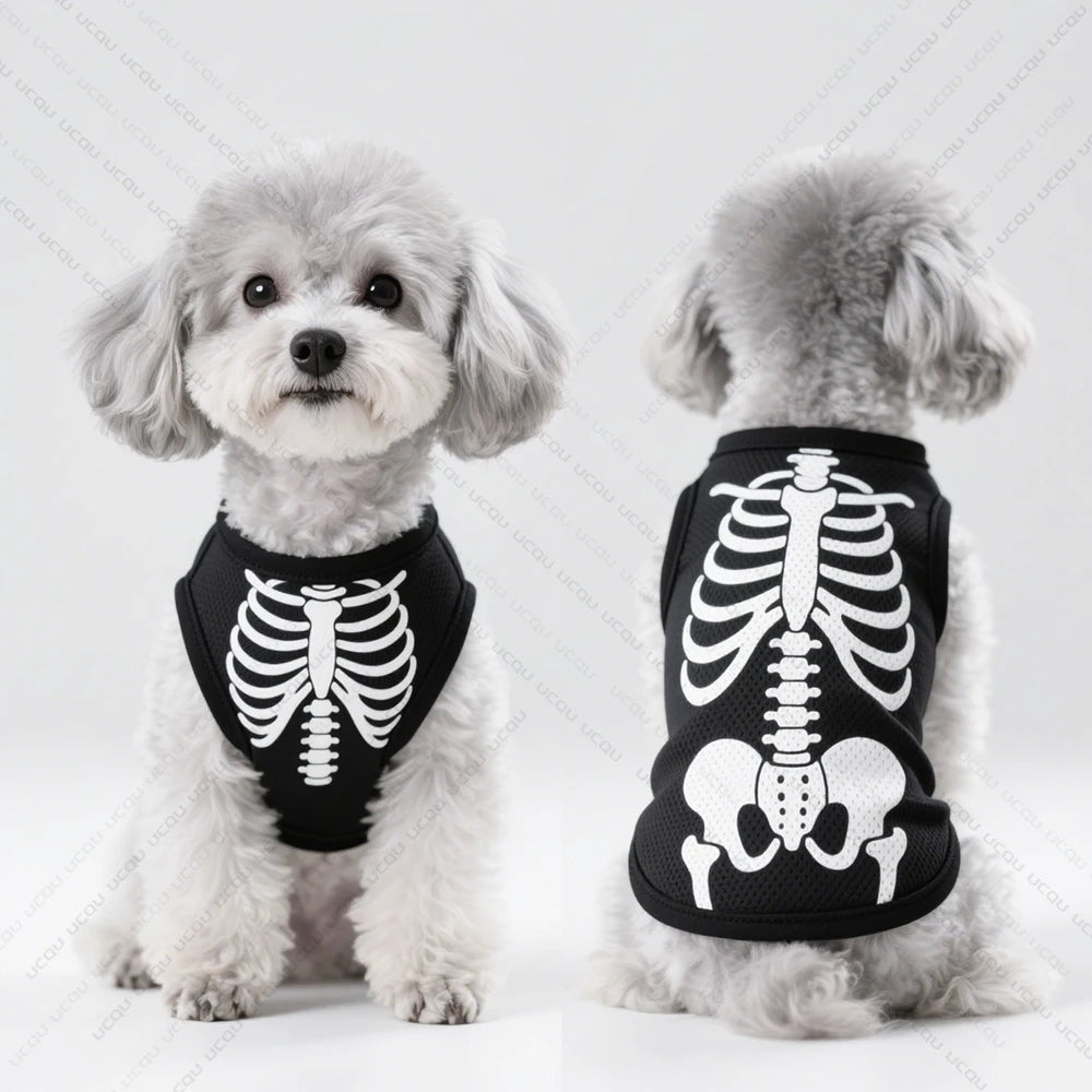 Halloween Dog Vest – Skeletal Pattern Costume for Pets