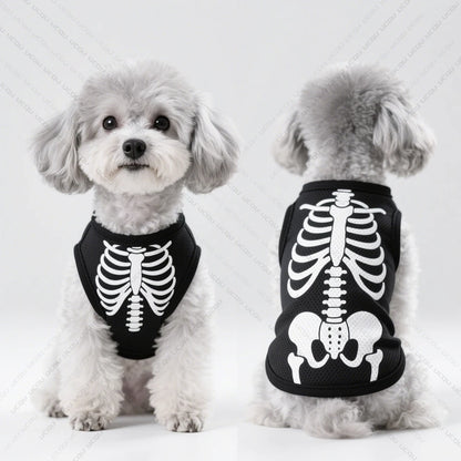 Halloween Dog Vest – Skeletal Pattern Costume for Pets