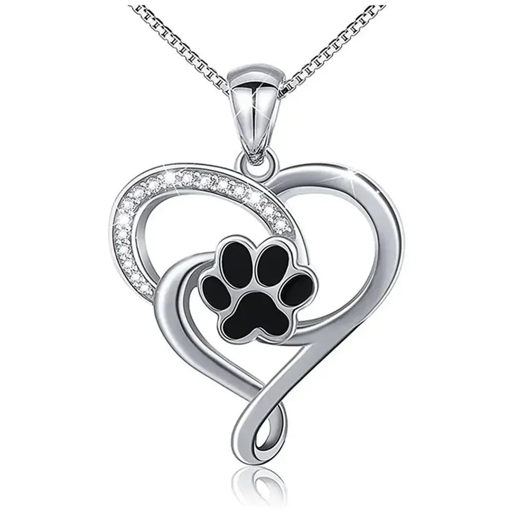 Paw Print Heart Necklace