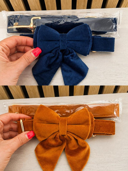 Velvet Collar, Bow & Lead Set